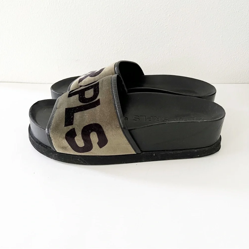 Zara Green Flatform Slides-Size 10